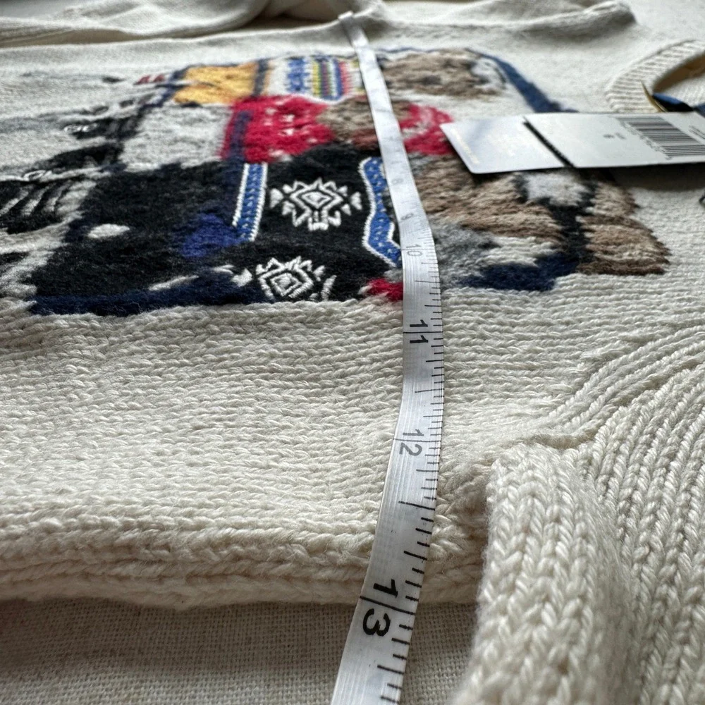 NWT Polo Ralph Lauren Girls Polo Bear Ski Lift Knit Sweater Cream 6